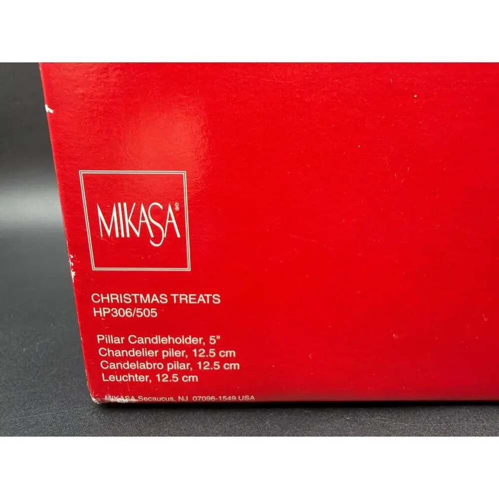 Mikasa Christmas Treats HP306 Candle Holders Santa Tree Japan Pair w Boxes